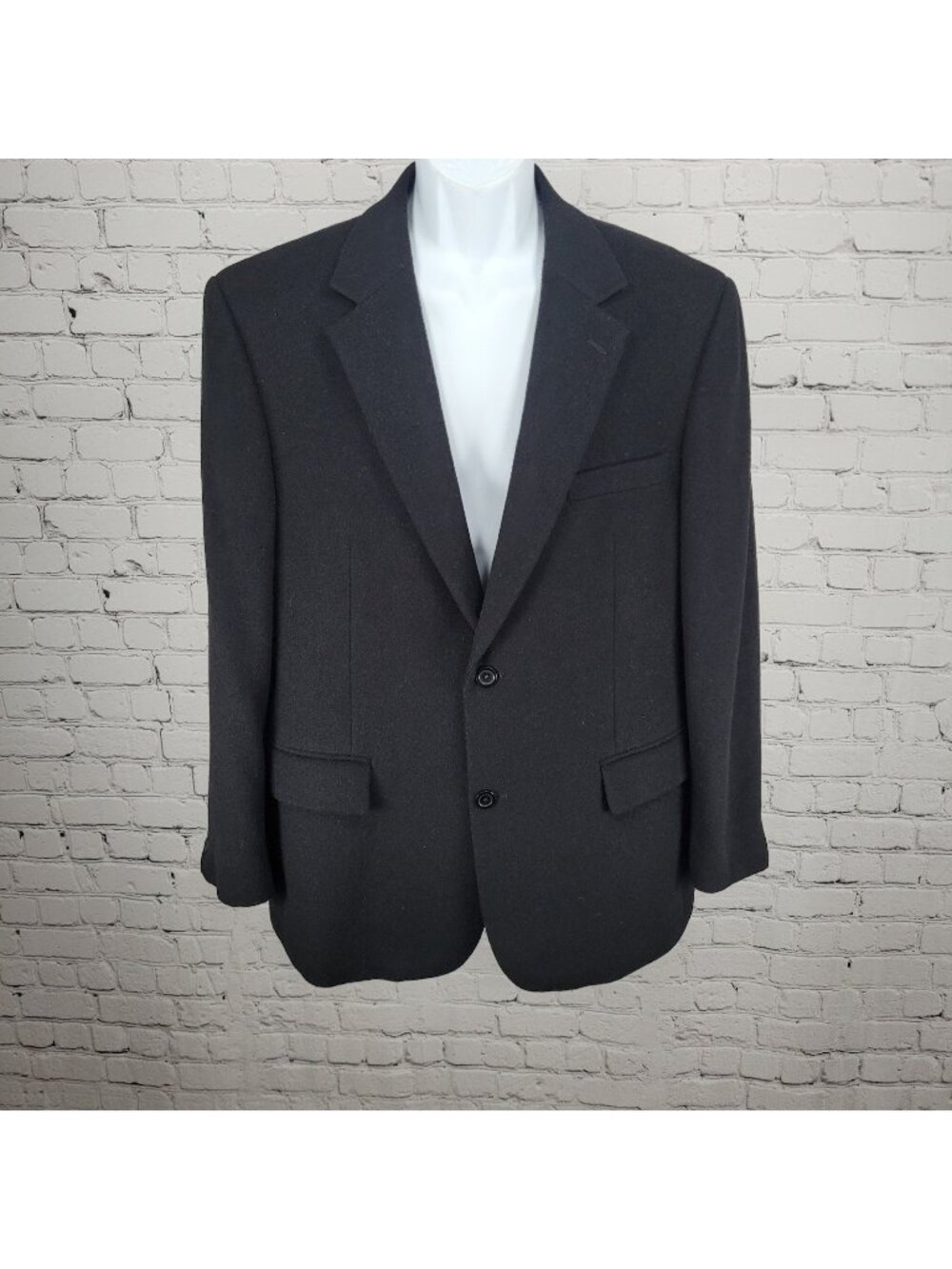 Club Room Black Wool Silk Cashmere 2 Button Vented Notch Blazer Sport Coat 42S